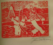 Minidoka woodblock print